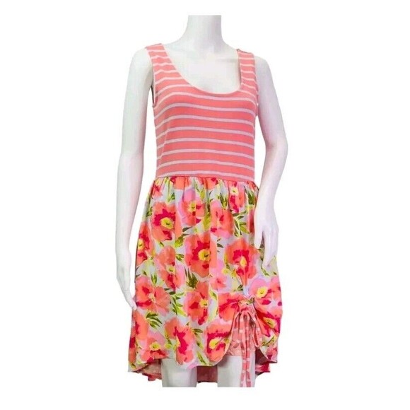 Matilda Jane Womens Pink Macaron Happy And Free Floral Stripe Dress Tank Medium - Picture 1 of 12